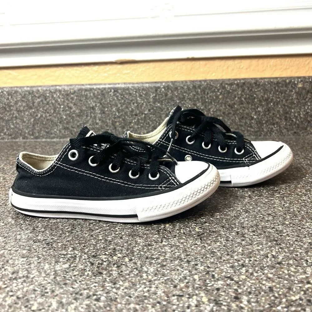 Converse All Star Little Kids Size 12 Low Top Black Canvas Sneaker Shoes Lace Up